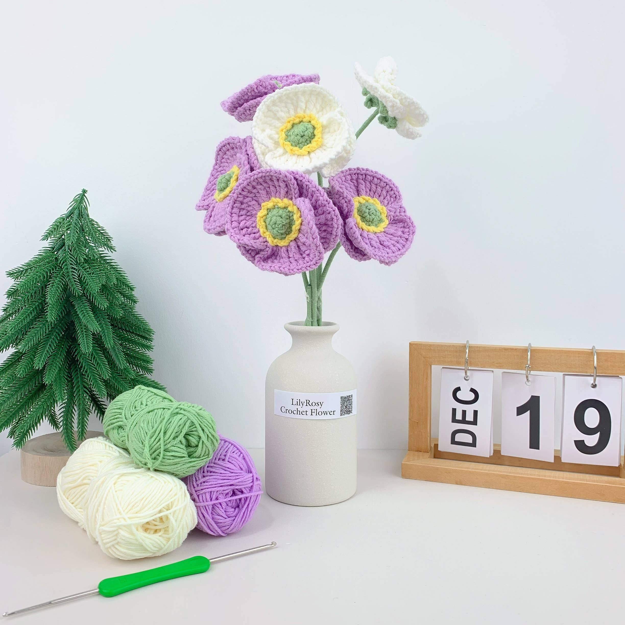 Lilyrosy（Duty free) – Flores artificiais por atacado – Crochet Corn Poppys, Presentes Feitos à Mão para qualquer ocasião2