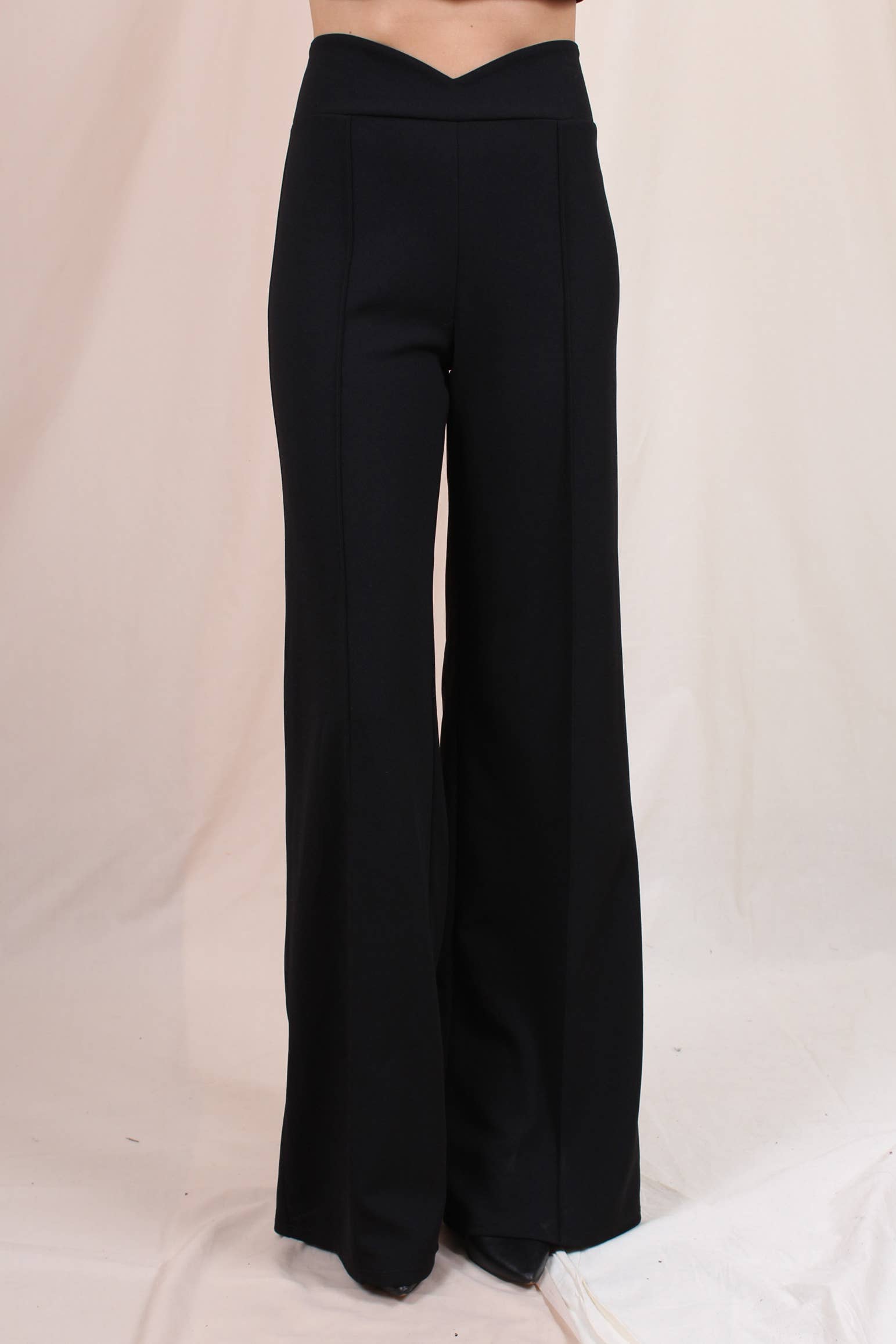 Fore Collection - Wholesale Pants - Women's - DRESSY HIGH WAISTED V CUT PINSTRIPE TROUSERS -PD5710F016