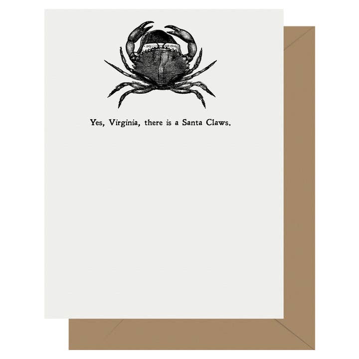 Holiday Punny There Is a Santa Claws Greeting Card for wholesale by Letterpress Jess