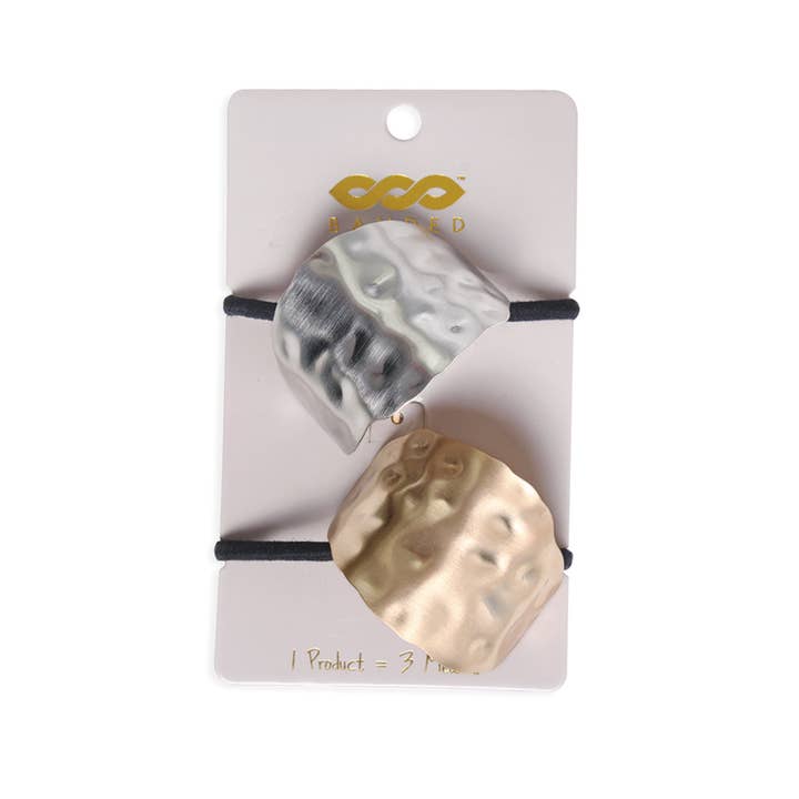 BANDED - Wholesale Hair Tie - Hammered Metals - 2 Pack Hair Ties2