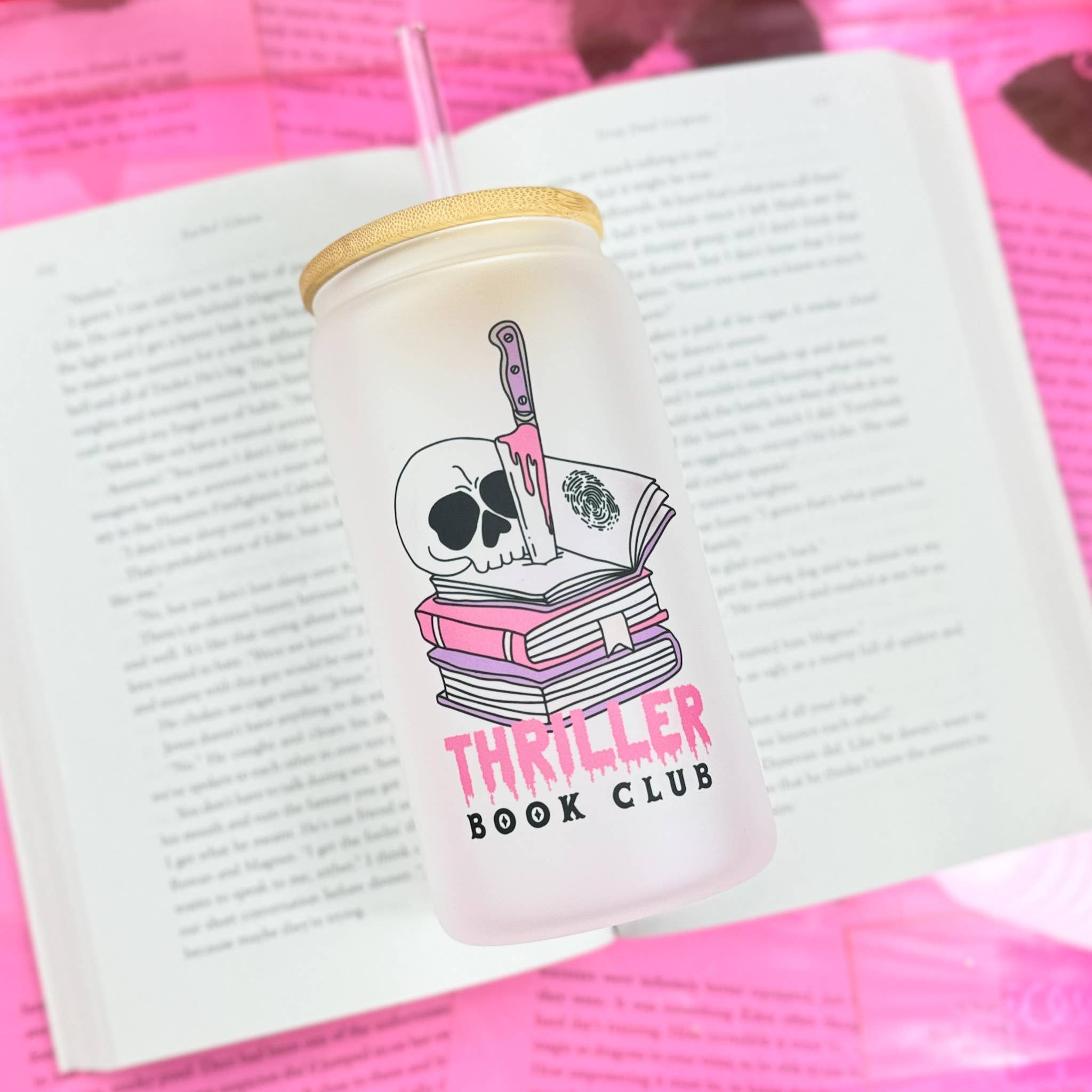 The Swoon Room – Copo/caneca por atacado – Taça de vidro fosco 16oz Thriller Book Club2