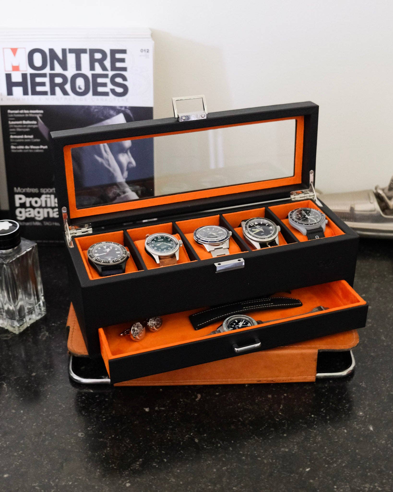 Maison Scarlett – Engroshandel Smykkesskrin – Jean urkasse med 5 rum + skuffe0