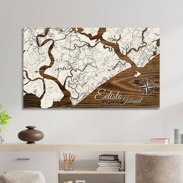 Caroline du Sud : carte des rues de l'île Edisto pour la vente par Fire & Pine