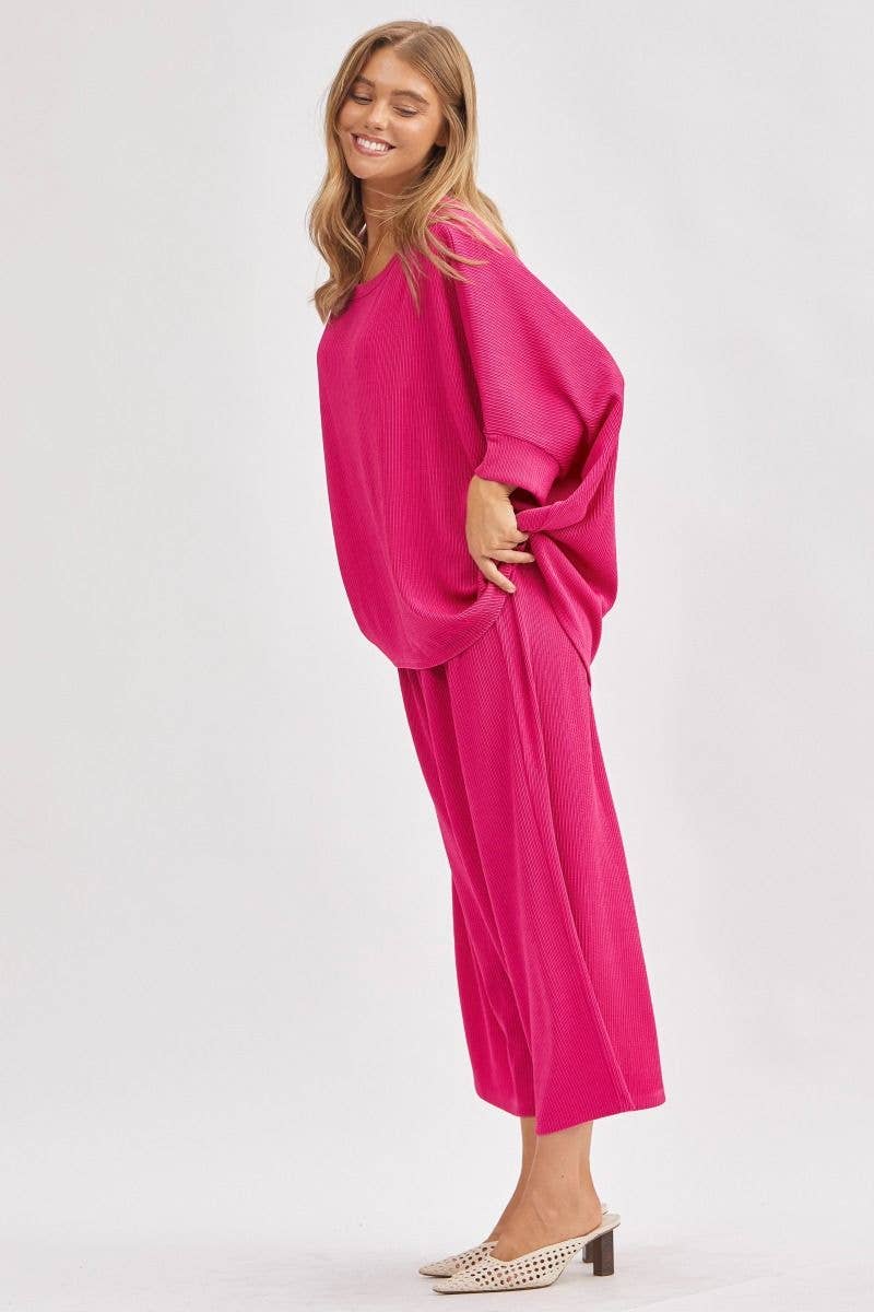 Dear Scarlett – Engroshandel Top- og buksesæt (IKKE Loungewear) - Dame – Solid Bluse + Bred Ben Sæt TRVSET-BALI9