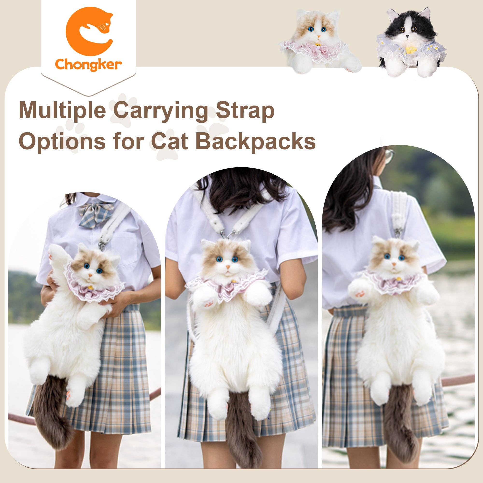 Chongker - Vente Peluche – enfant et bébé - Sac à dos pour chat Ragdoll – Compagnon douillet pour les voyages et l'école8