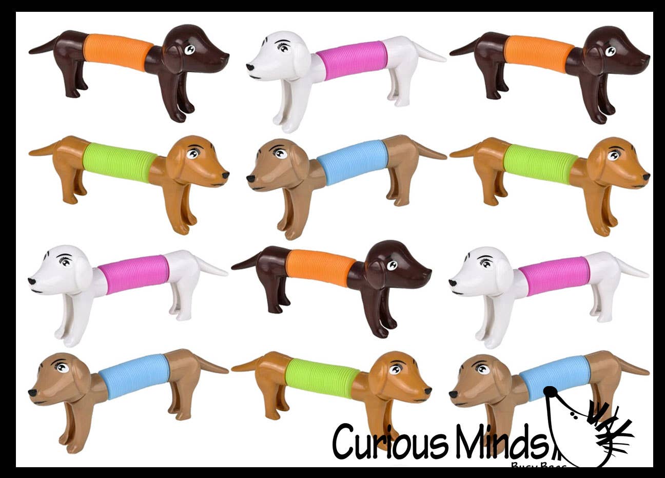 Curious Minds Toys - Venta al por mayor Pelota antiestrés - Niños - 1 bonito perro Weiner para tirar, con cierre a presión, con forma de animal expandible y flexible8