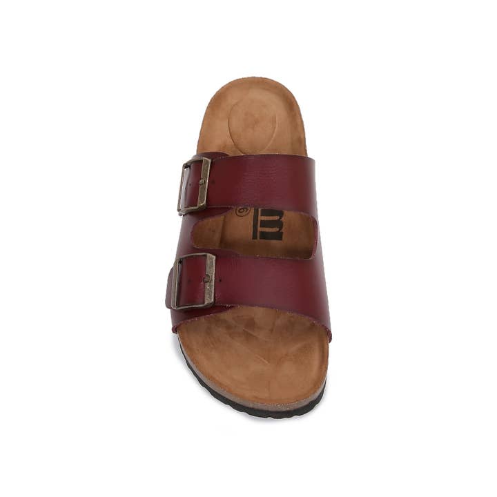 Shop Lev - Wholesale Sandals - Women's - Soft Cork Double Faux Leather Strap Hook Slider Sandals13