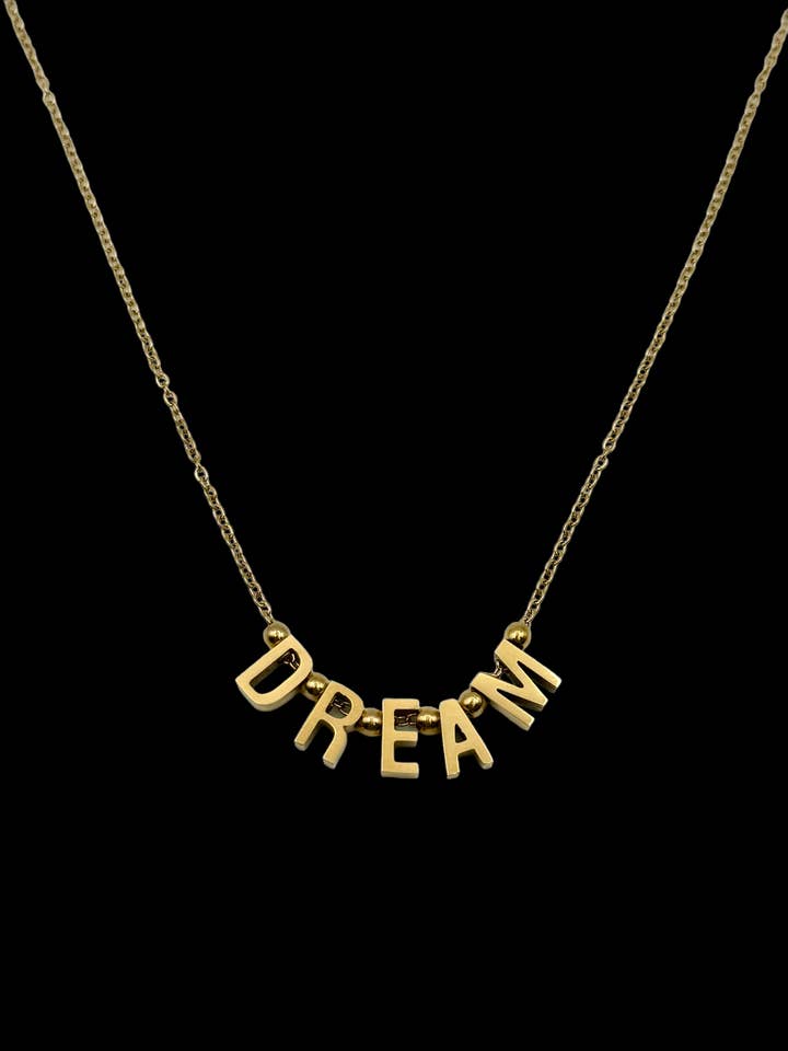 Collier DREAM Initial Word (or 18 carats rempli) pour la vente par Bead Me Silly