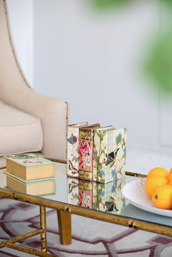 A&B Home Group Inc. - Wholesale Decorative Box - S/4 5.5x3.9x1.8" Nature Lover's Book Boxes, Flowers2