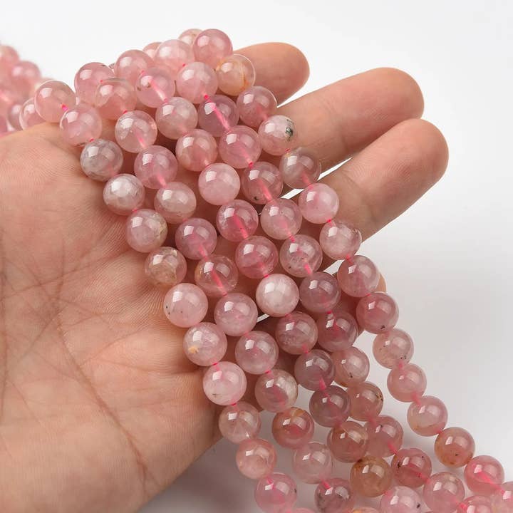 Beads Creation - Wholesale Beads - Rose Quartz Beads Pink Madagascar AAA Round Strand GRN5782
