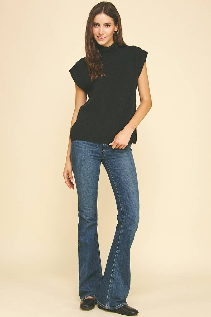 PINCH - Wholesale Knit Sweater - Women's - TURTLE NECK CAP SLEEVE SWEATER - 6334W11