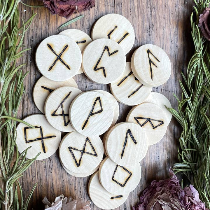 Hand Burnt Rune Sets for wholesale by Necessary Magic