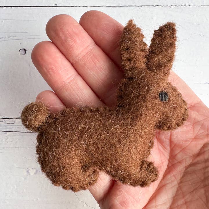 One Felt Chocolate Brown Easter Bunny for wholesale by Sewing Seeds Play
