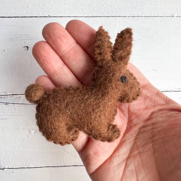 Sewing Seeds Play - Wholesale Decorative Tabletop Object - One Felt Chocolate Brown Easter Bunny