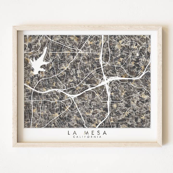La Mesa California Painted Map ART PRINT for wholesale by Turn-of-the-Centuries
