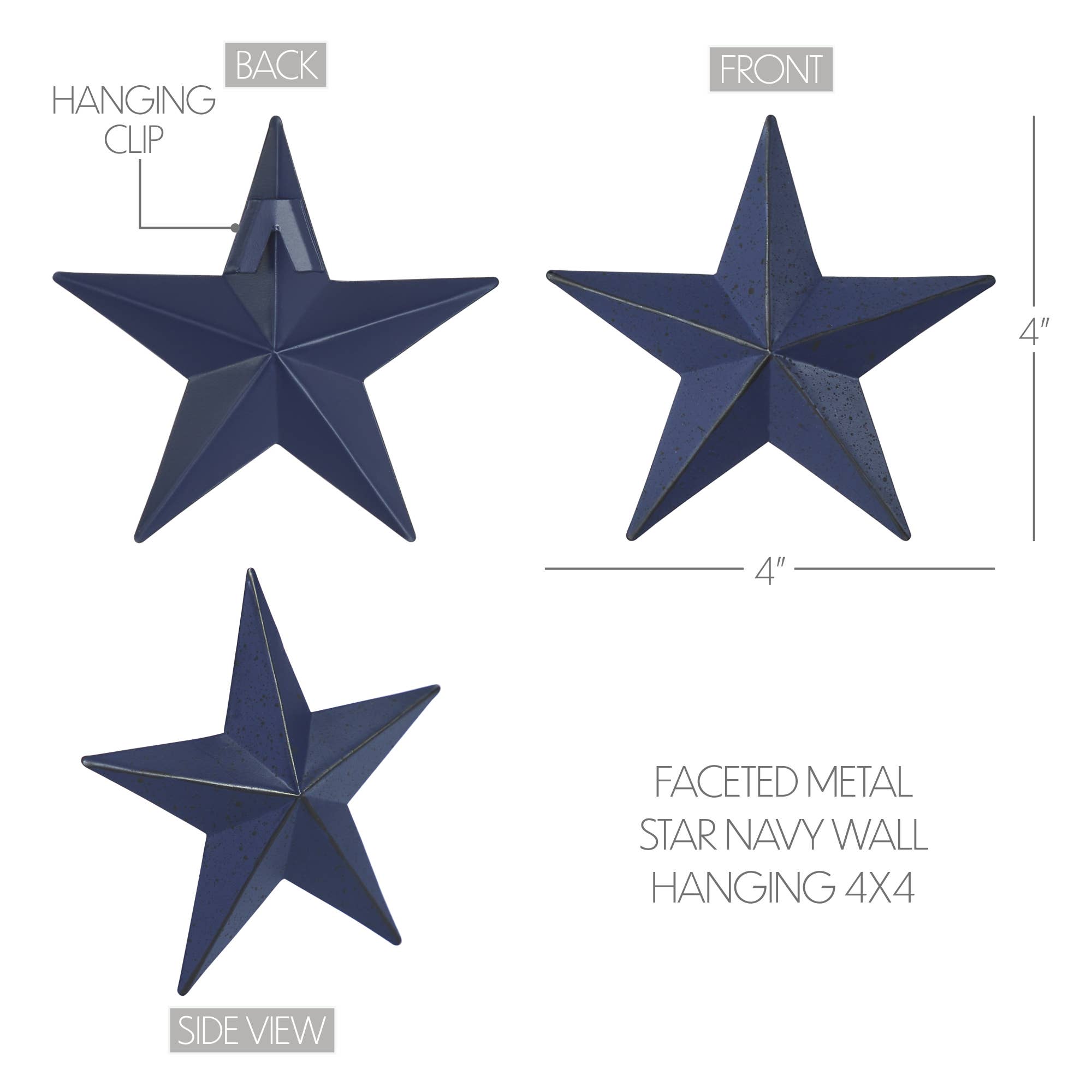 VHC Brands - Wholesale Wall Accent - Metal Star Speckled Navy Distressed 4x44
