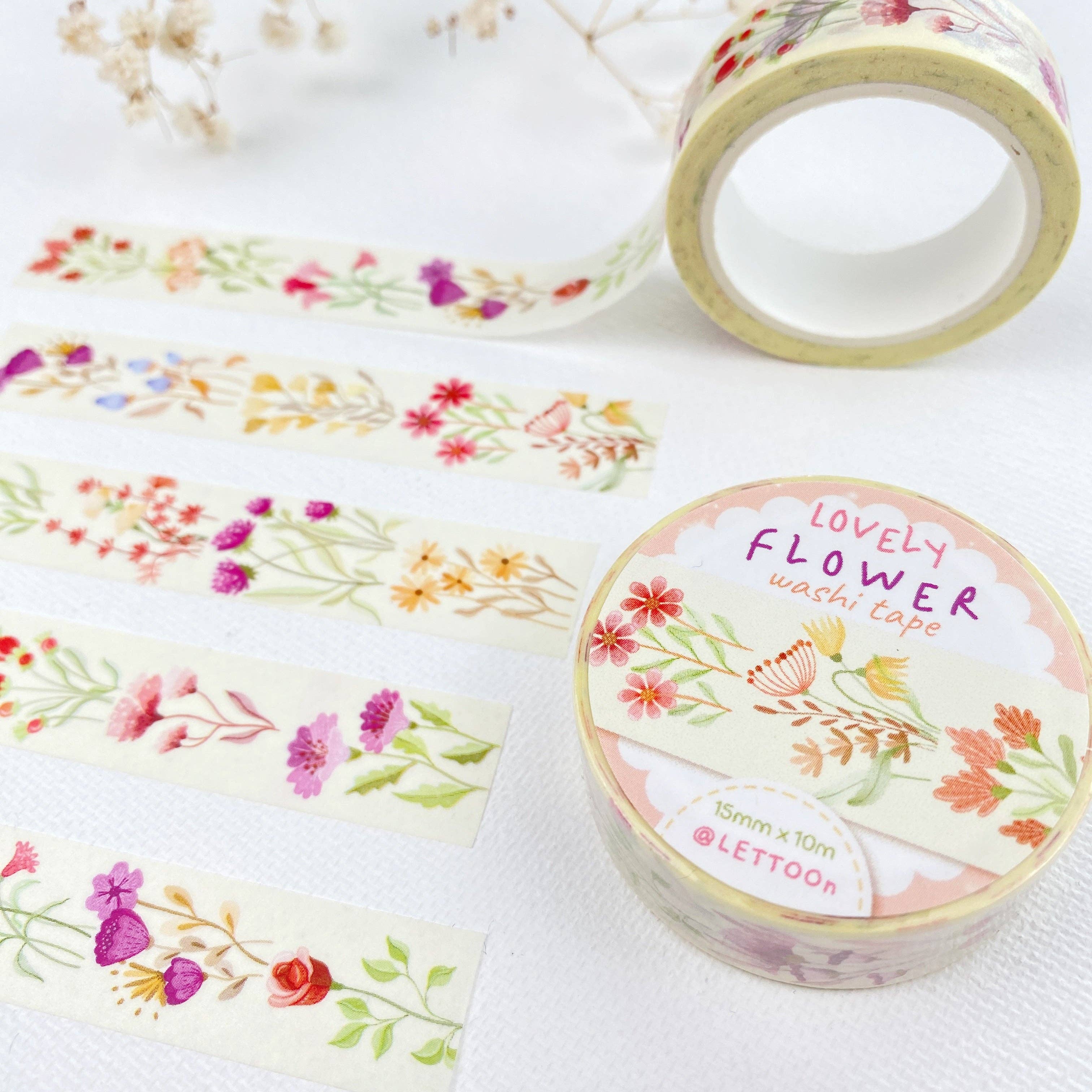 Lettoon - Vente Rubans adhésifs Washi - Washi Tape - Jolie Fleur4