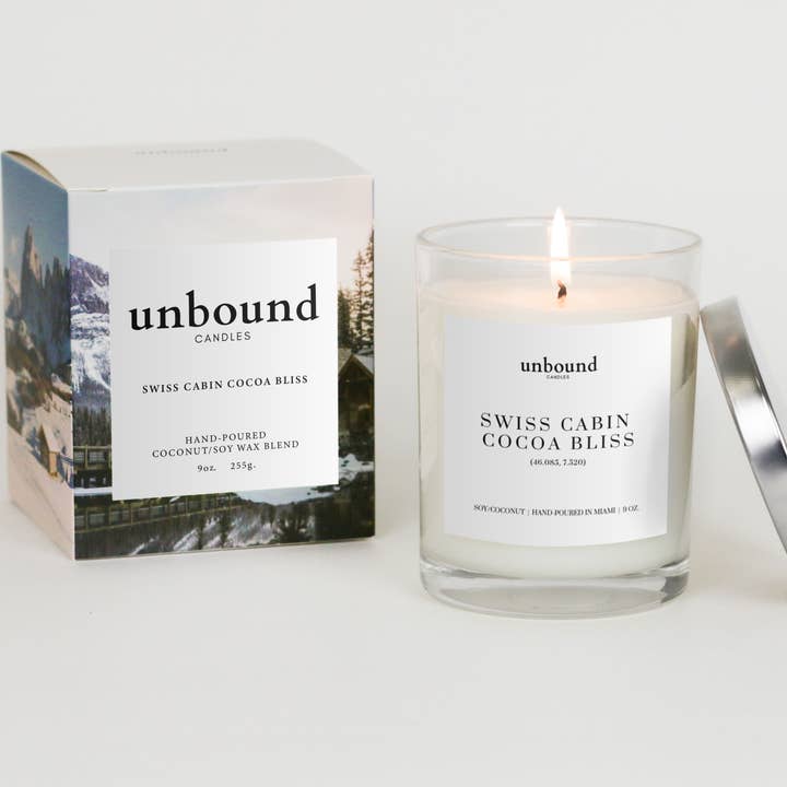 Swiss Cabin Cocoa Bliss - CocoSoy Destination Candle - 9oz for wholesale by Unbound Candles