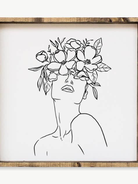 Boho Woman Line Art Framed Print for wholesale by Williamraedesigns