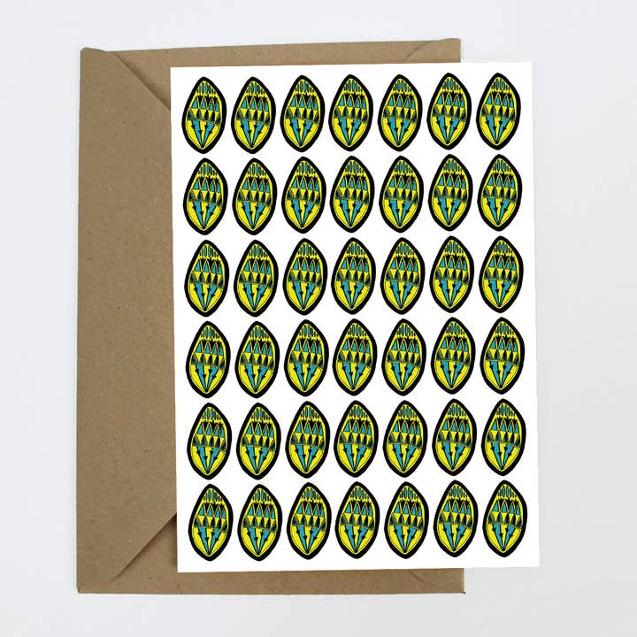 Antonietta Torsiello London - Wholesale Everyday Greeting Card - Yellow & Teal Shield Greeting Card1