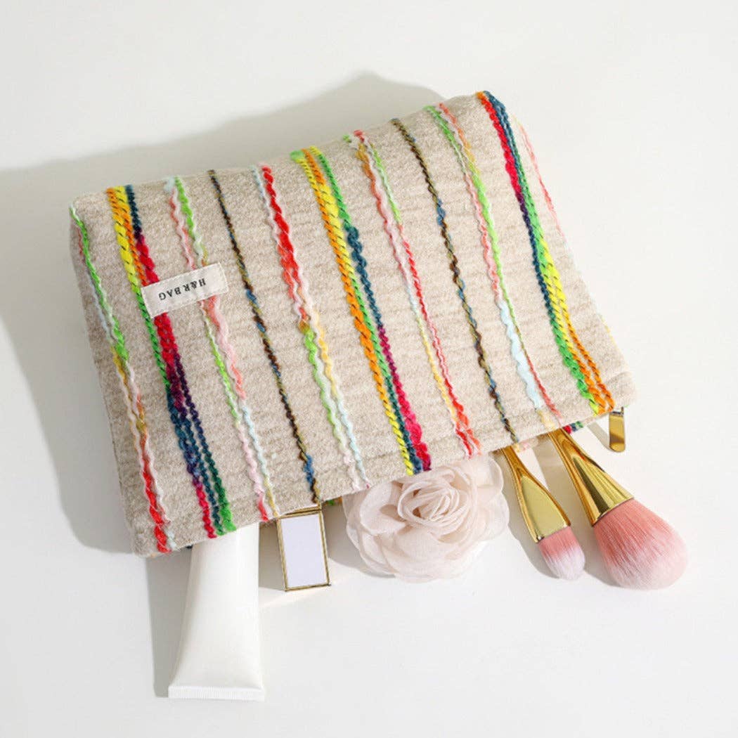 Funkyrel® Atzbranding Limited - Vendita all'ingrosso Borsa per trucchi/cosmetici - Cosbai - Pochette Beige Boho all'Uncinetto per Trucco con Cerniera4