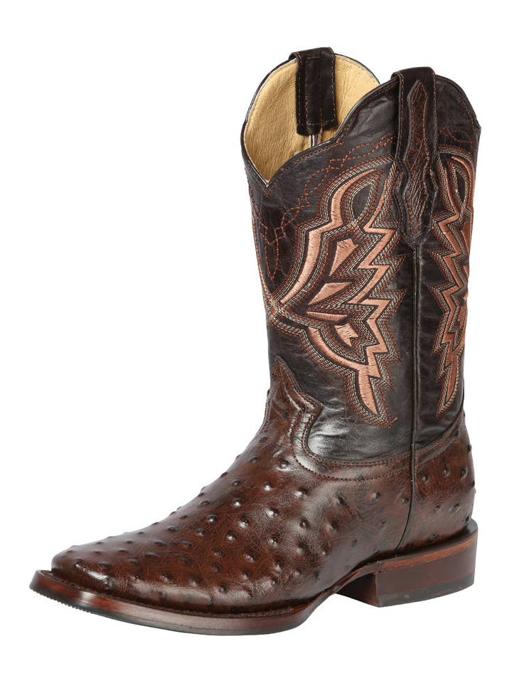 El General Rodeo Boot- Imit Avestruz - Brown 44665 for wholesale by El General Western Wear