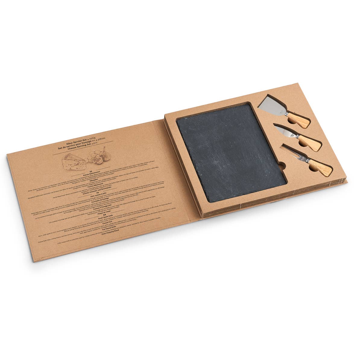 sort Osteservicetilbehør, 4 dele, skifer/rostfrit stål/træ for engroshandel på Faire2