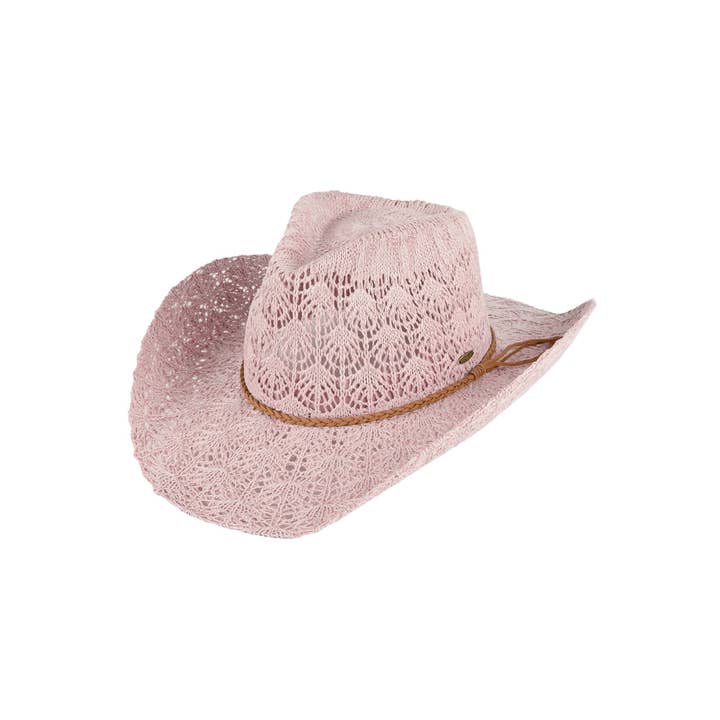 Hana – Chapéu de cowboy - Mulher por atacado – Chapéu de Cowboy de Tricô com Cordão em Ferradura C.C