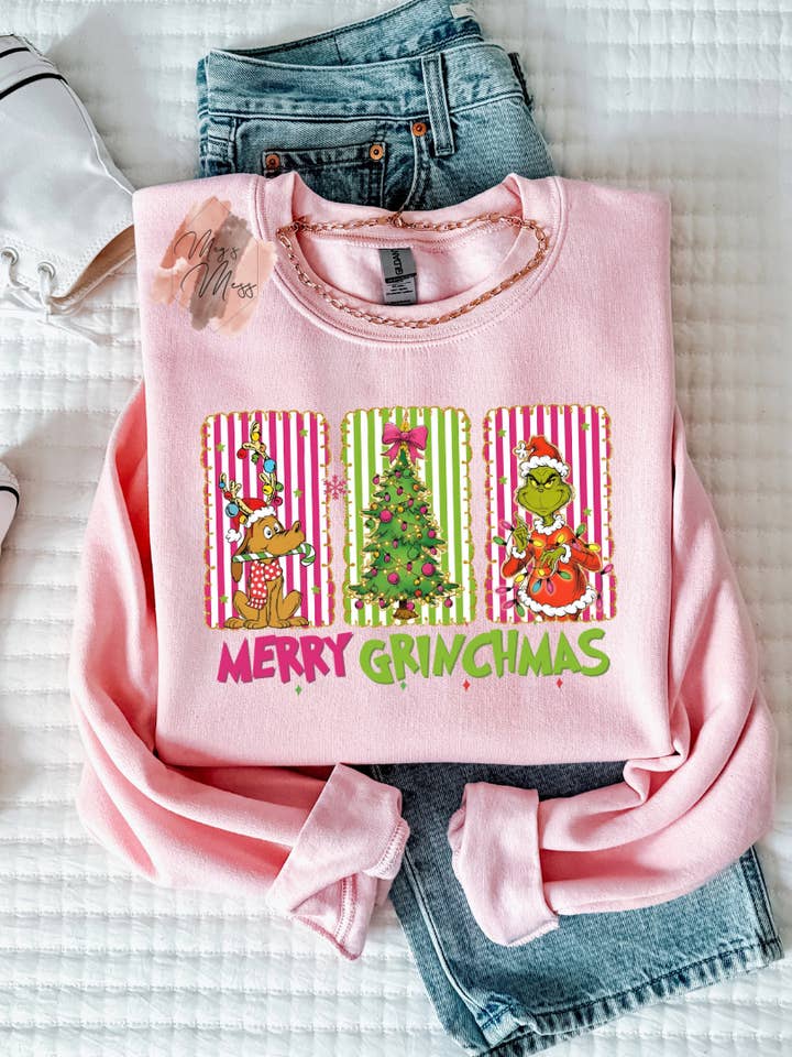 Merry Grinchmas Sweatshirt for wholesale by Meg's Mess