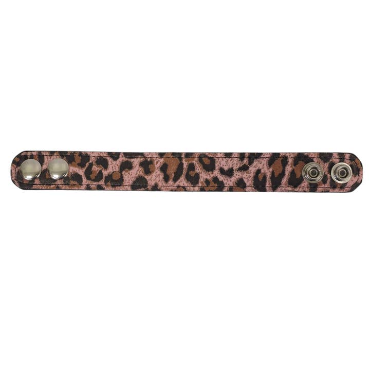 Funk Plus - Wholesale Bangle Bracelet - BC100CHEETAH GENUINE LEATHER LEOPARD CUFF SNAPPED BRACELET2