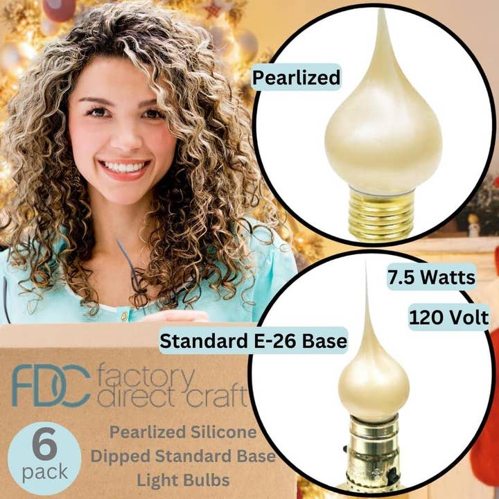 Factory Direct Craft - Wholesale Light Bulb/Puck - Pearlized Silicone Dipped Standard Flame Bulbs (6 Bulbs)
