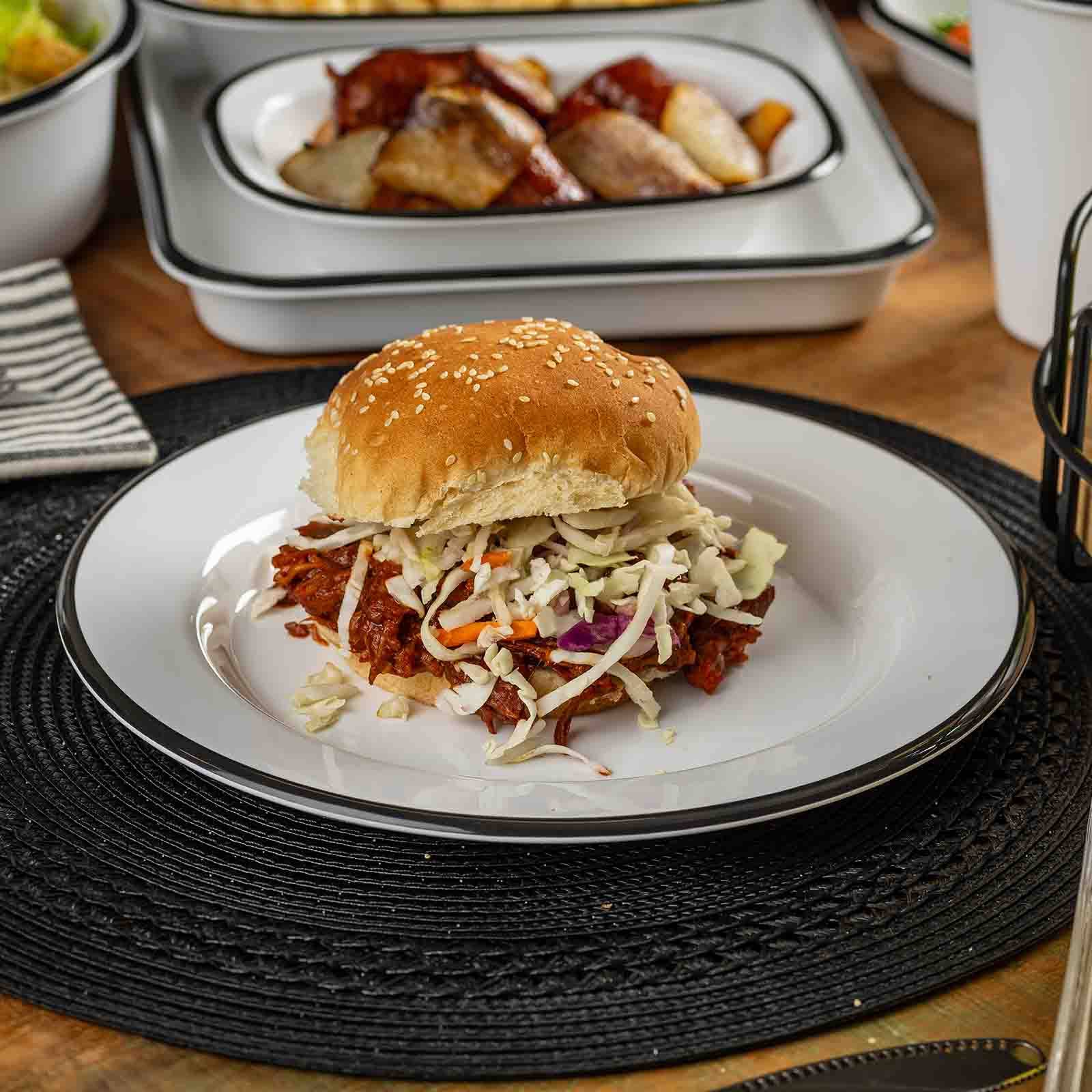 TableCraft Products Company - Wholesale Dinner Plate - Canteen Collection 10.25" dia Melamine Plate, White/Black4