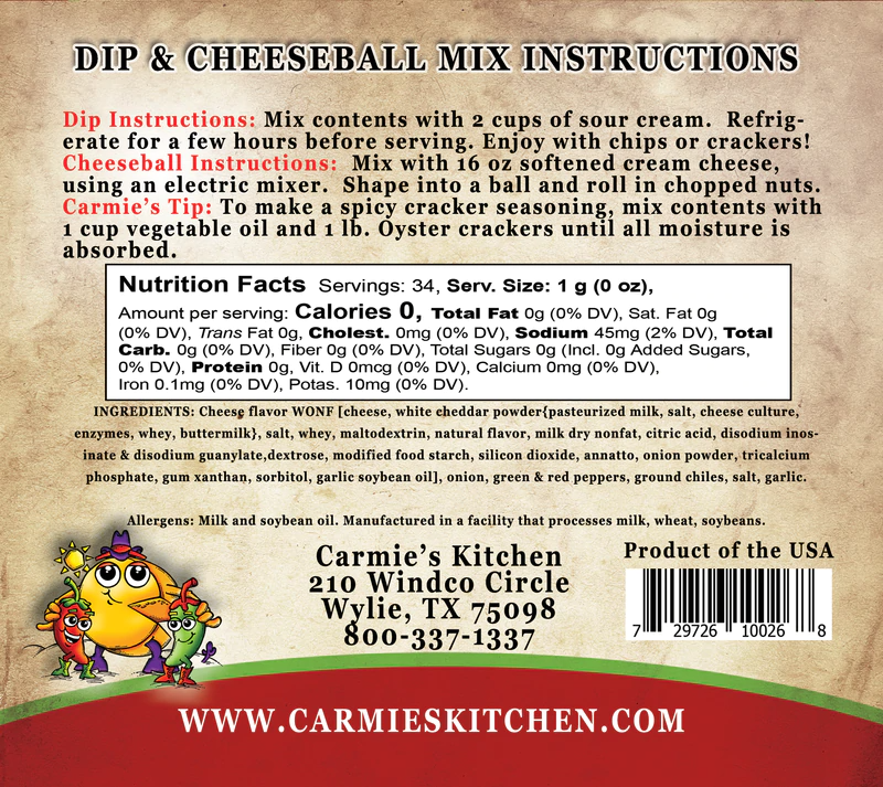 Carmie's Kitchen - Wholesale Dip - Jalapeno Cheddar Dip Mix2