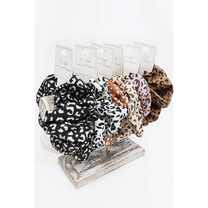 MIX COLOR Large Leopard Scrunchie Set for wholesale on Faire3