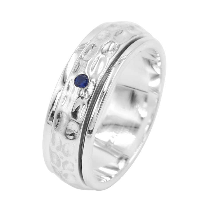 Bague Tournante en Zircone Cubique et Tanzanite : Argent Sterling 925 pour la vente par Jay Jools