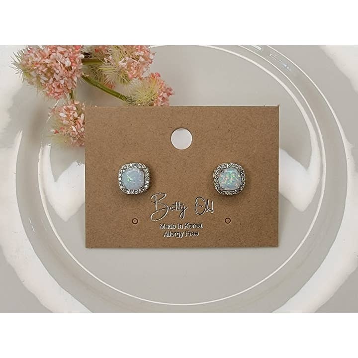 BETTYOH INC - Wholesale Stud/Post Earrings - LAB GROWN OPAL STUD EARRINGS.12