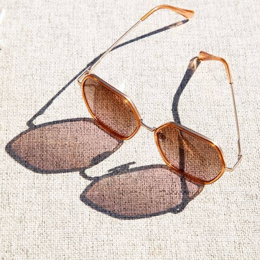 Blue Planet Eco-Eyewear – wholesale Sunglasses – Women's – Addyson- Matte Beige /Gold / Smoke Polarized Lens1