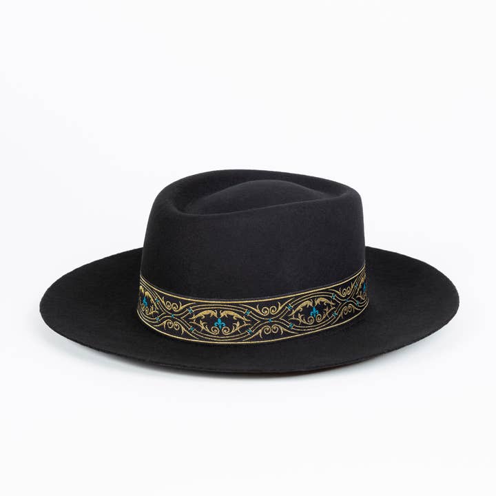 Royale Black - Festival Style Fine Wool Hat for wholesale by Elegancia Tropical Genuine Panama Hats