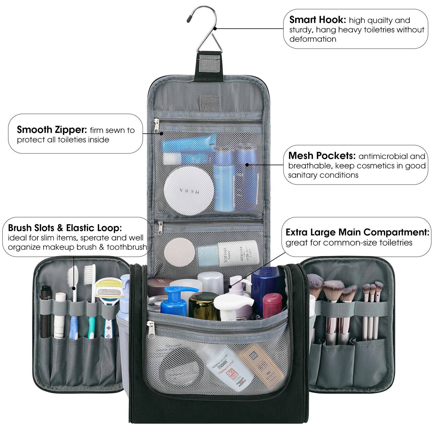 wandf – Bolsa de higiene pessoal - Mulher por atacado – wandf Bolsa de Viagem Suspensa para Higiene e Maquiagem com Estampa Animal Print9