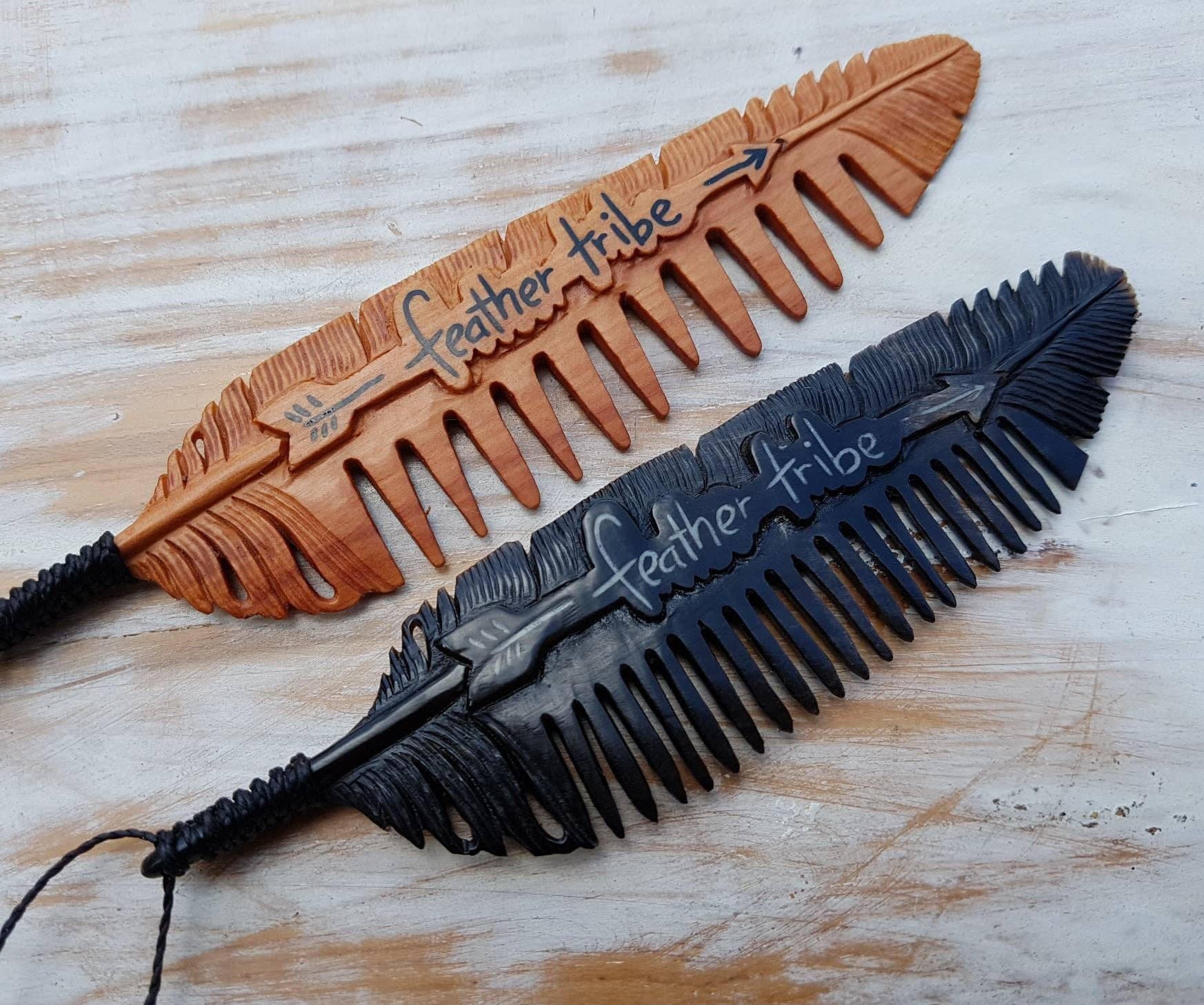Feather Tribe - Wholesale Beard Brush/Comb - Beard Comb Necklace with Mustache Detailer1