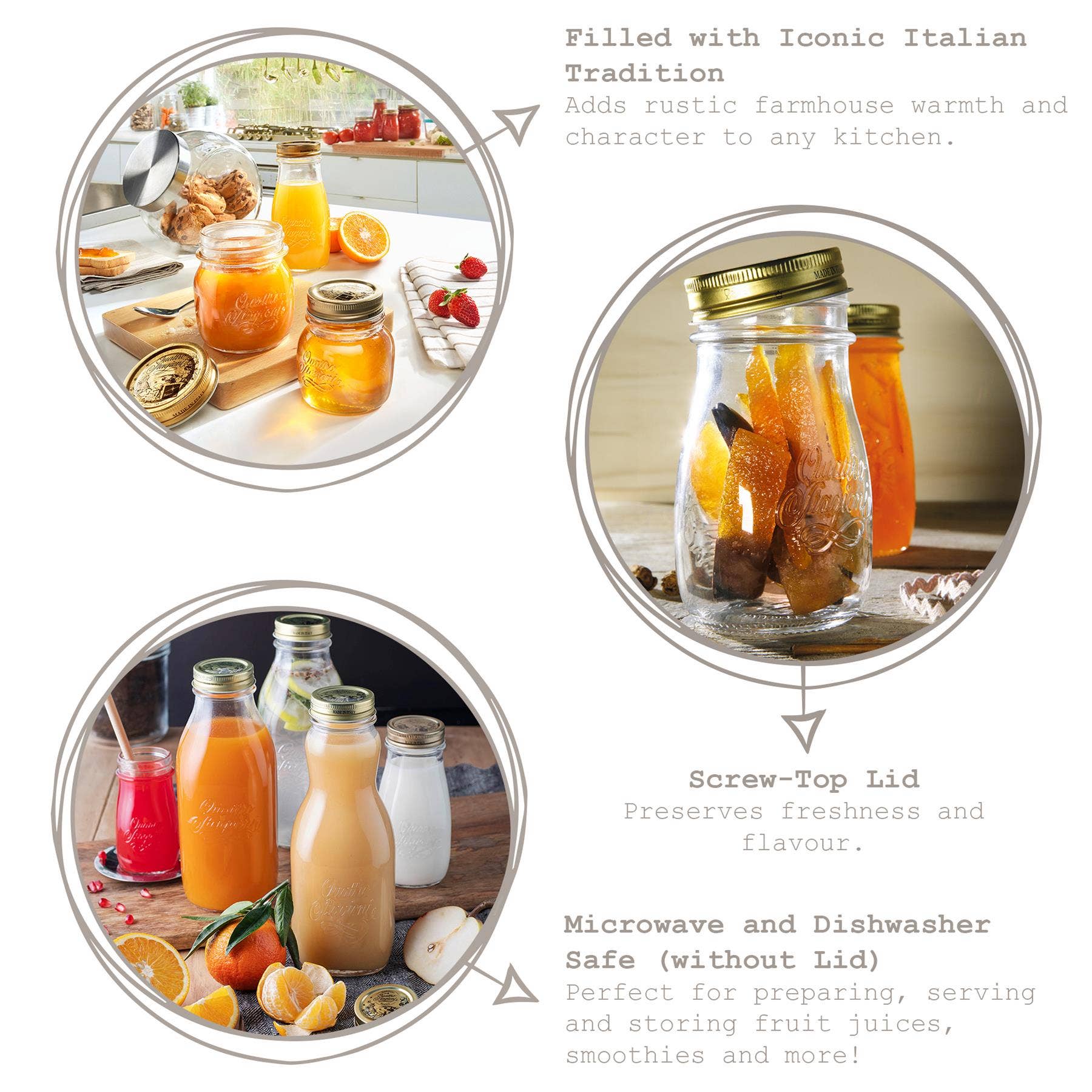 Rinkit Ltd - Wholesale Jar - 200ml Quattro Stagioni Glass Bottle with Screw Top Lid4