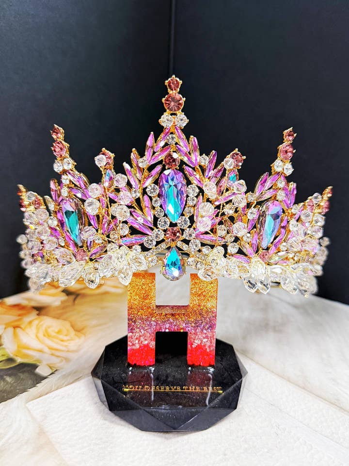 Lavender Crystal crown, Flower girl crown, Princess tiara for wholesale by Happy Dream Gifts