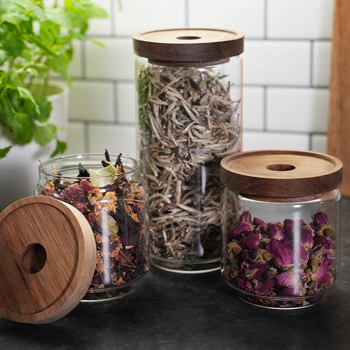 Teapro - Wholesale Jar - Teapro Glass Jar with Acacia Wooden Lid 450ml