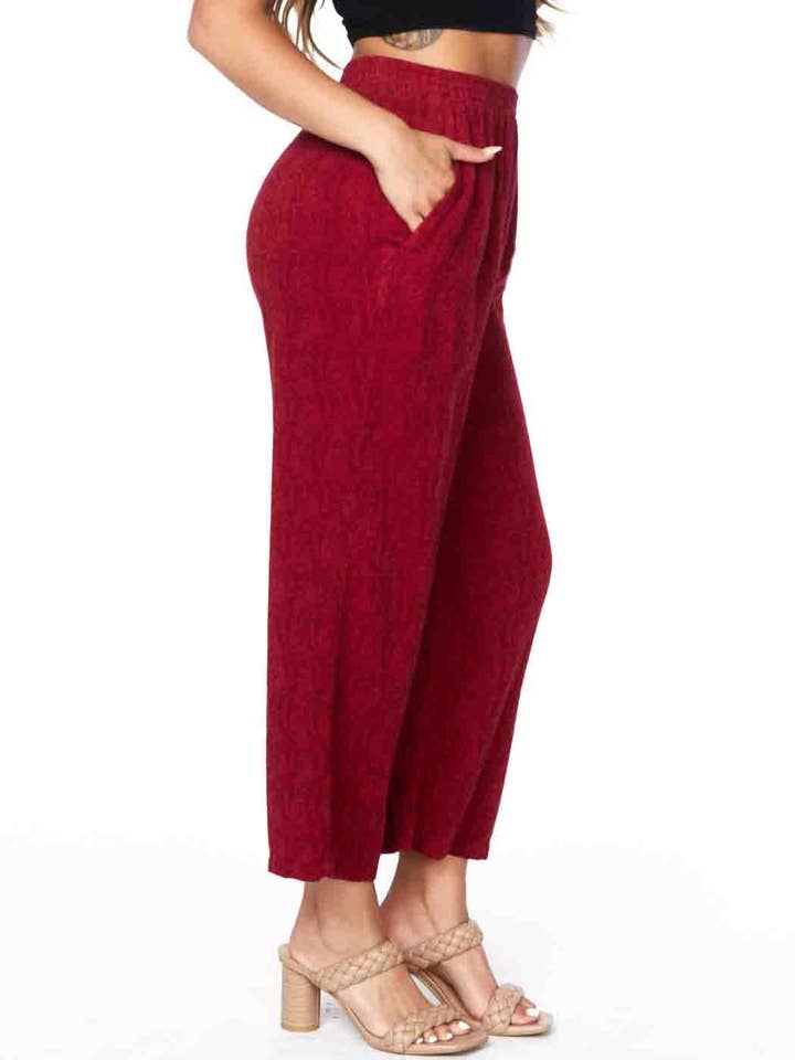 Tianello TENCEL™ "Paisley" Jaquard Flood Pant for wholesale by Tianello