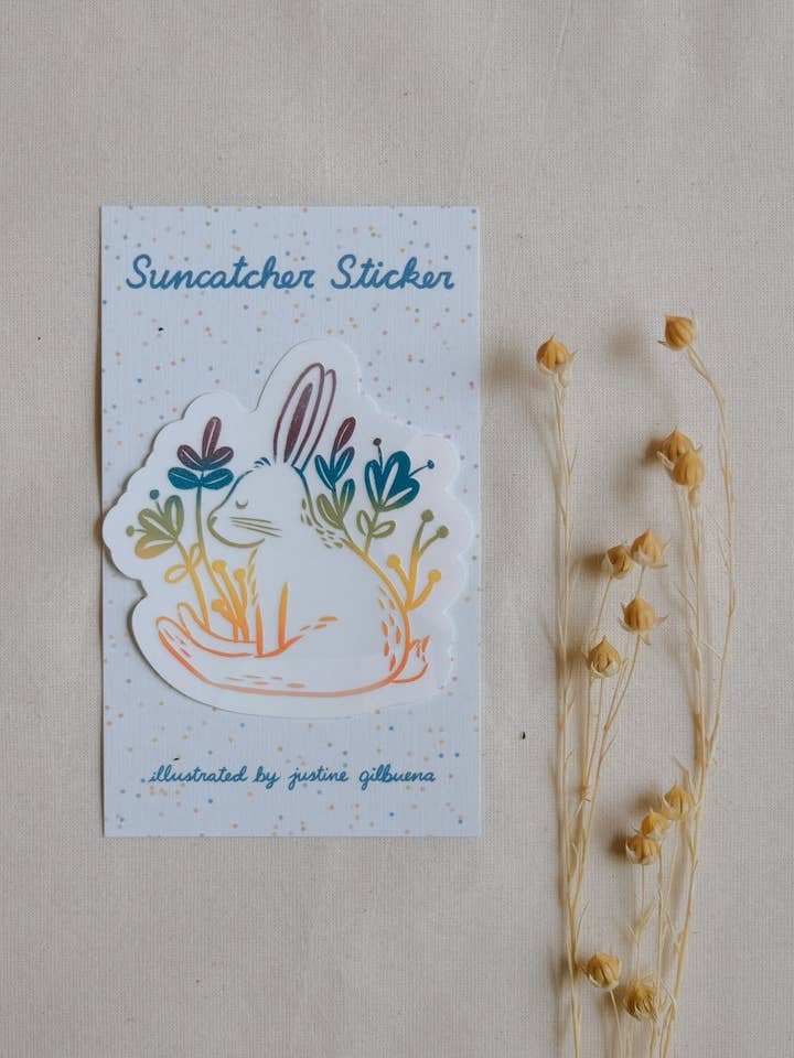 Autocollant de fenêtre attrape-soleil lapin pour la vente par Justine Gilbuena
