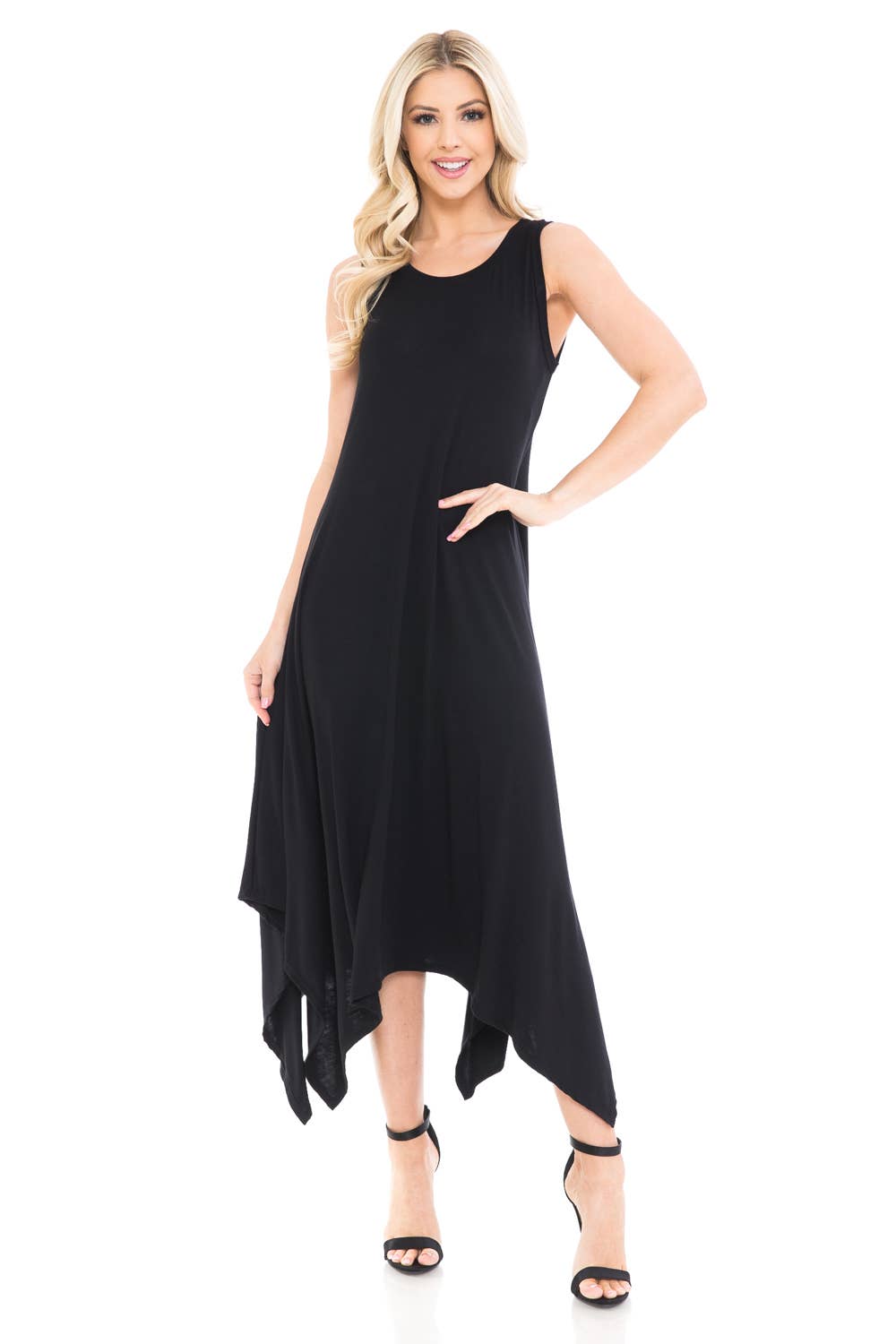 Allium - Wholesale Dress - Women's - Sleeveless Midi Dress with Asymmetric Hem12