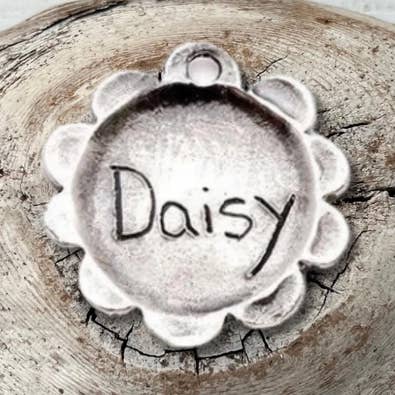Flower Dog ID Tag for wholesale by Naomi Levitin Jewellery Design