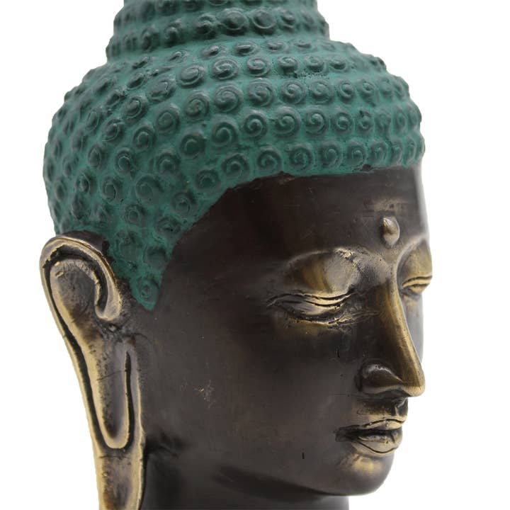 Ancient Wisdom - Wholesale Decorative Figurine - Large Antique Brass Buddha Head2