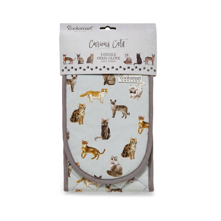 Double Oven Glove Curious Cats for wholesale by Cooksmart