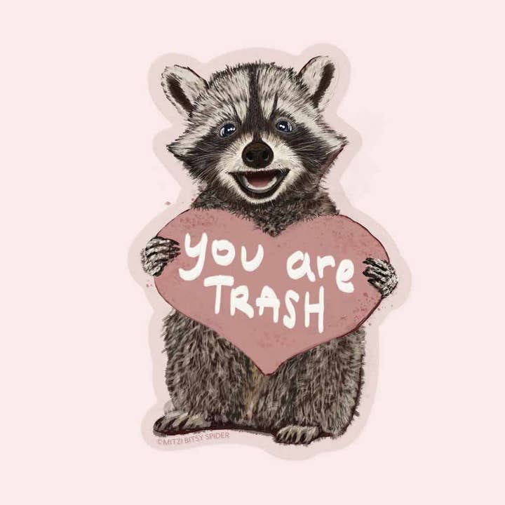 Mitzi Bitsy Spider - Wholesale Sticker - Trash Panda (Raccoon) Sticker—4 inch
